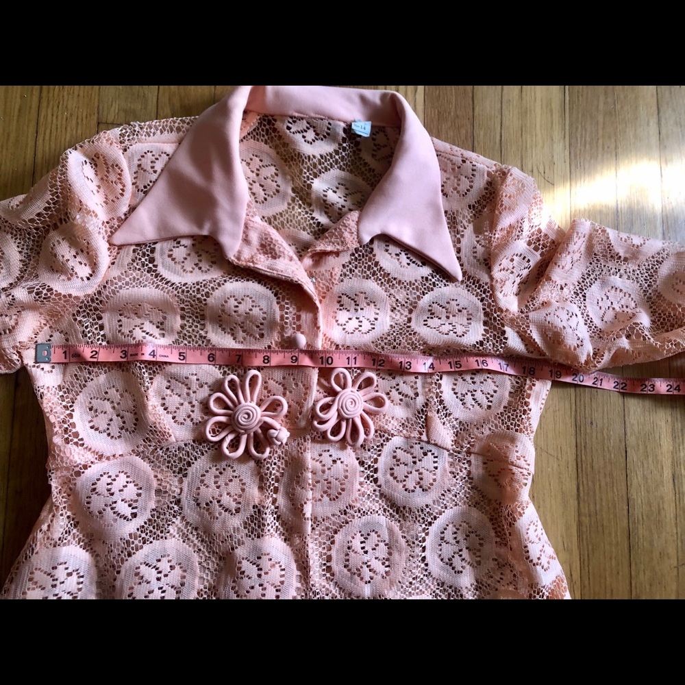 60s Vintage Peach Floral Duster Jacket - Picture 9 of 10